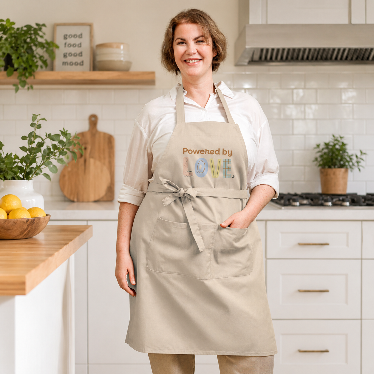 "Powered By Love" Organic cotton apron